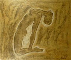 Arching Female Nude in Charcoal