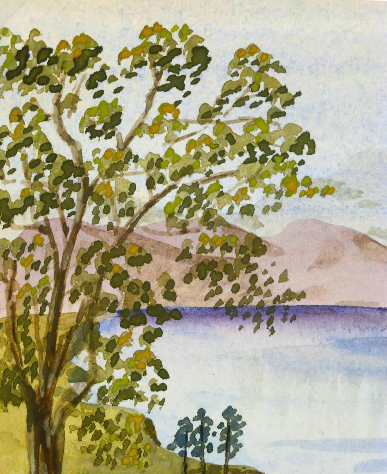 Countryside Lake - Brown Landscape Art by E.G. Bain
