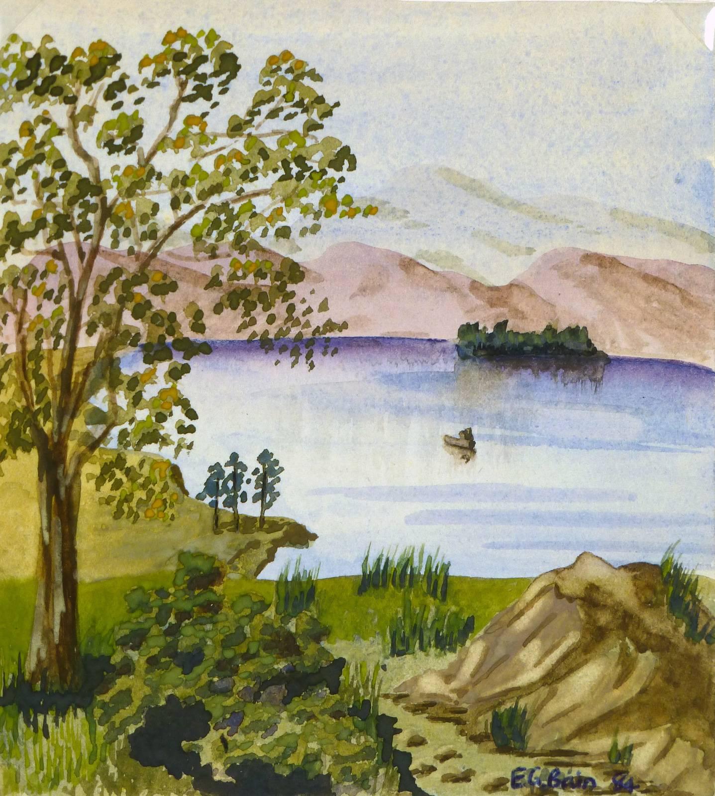 E.G. Bain Landscape Art - Countryside Lake