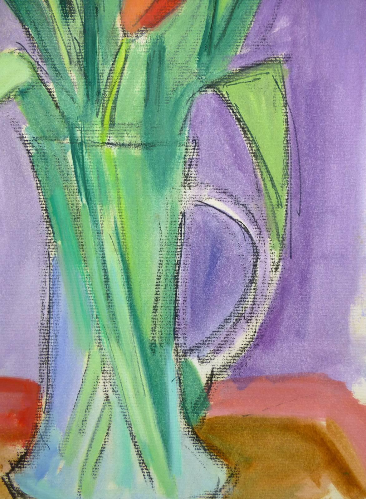 vase of tulips drawing