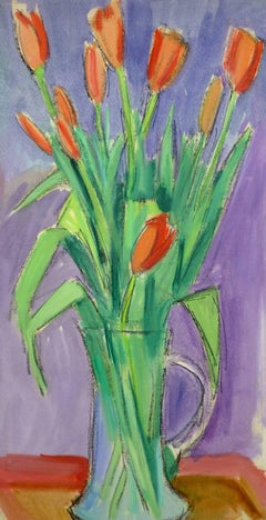 Vintage Vase of Tulips
