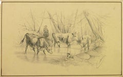 Antique Watering Hole Drawing