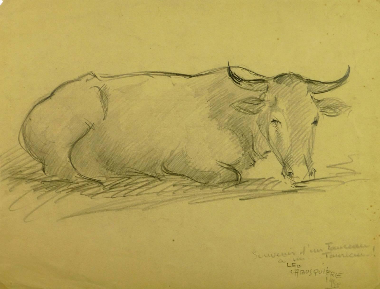 Leo Labusquiére Animal Art - Steer Laying Down