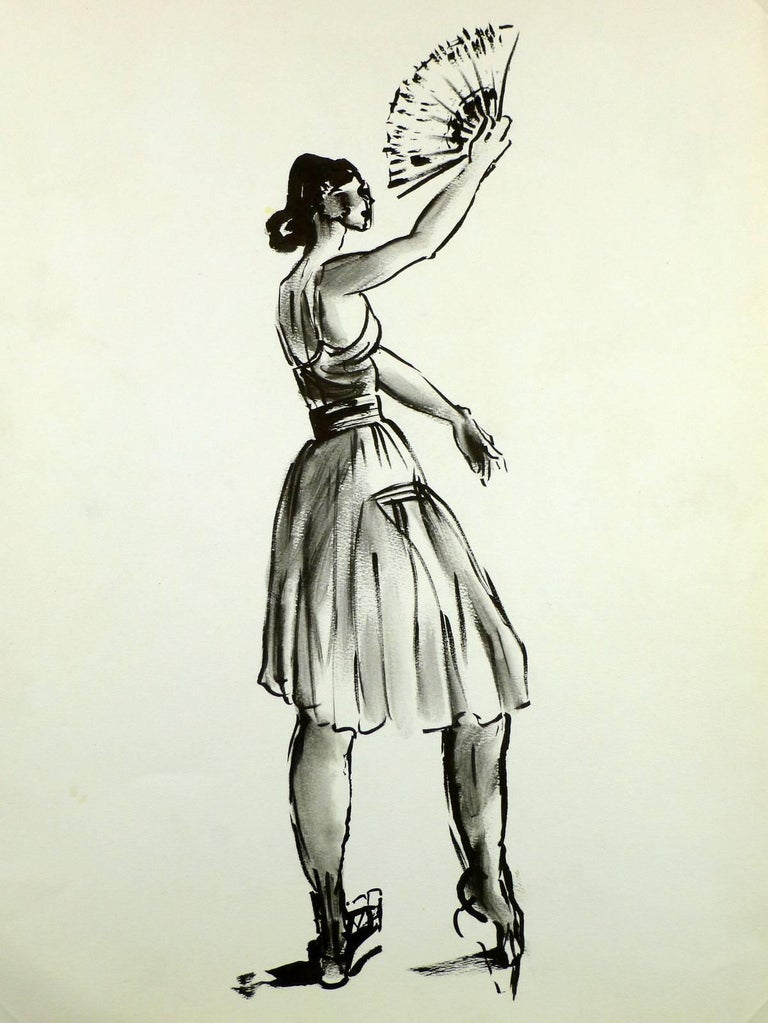 Unknown - Ballerina di flamenco con ventaglio in vendita su 1stDibs