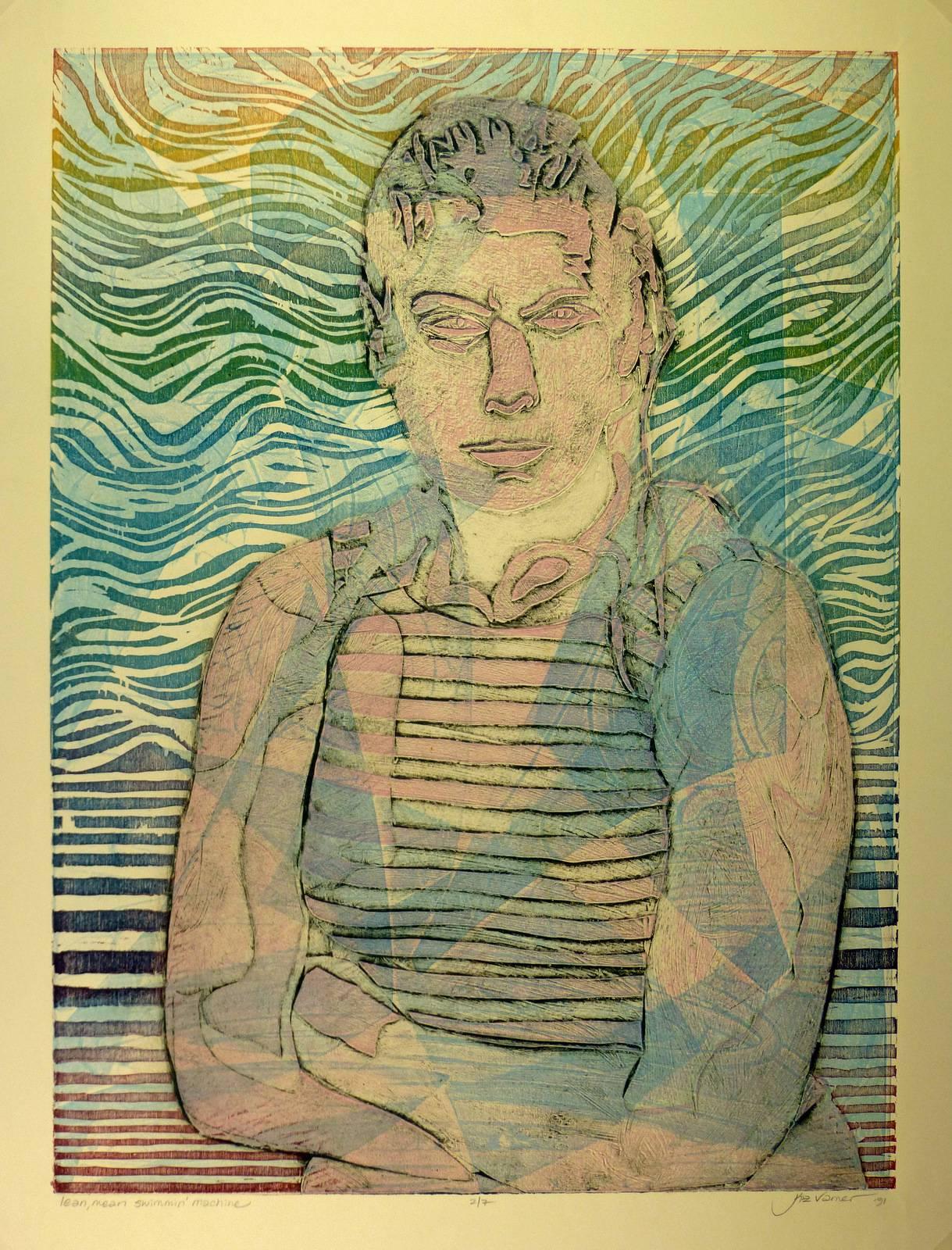 Portrait with Striped Background