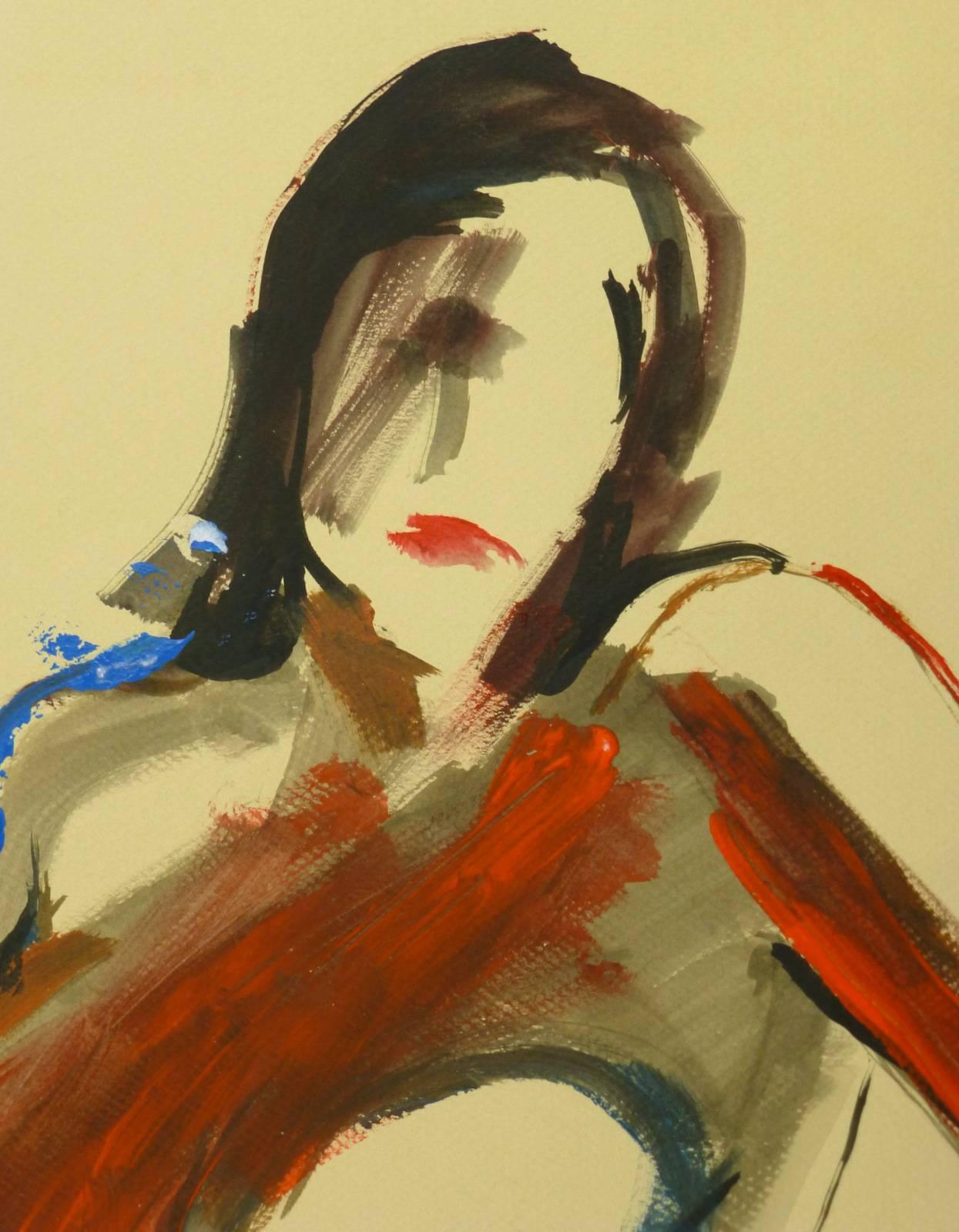 Nude in Red - Painting by Unknown