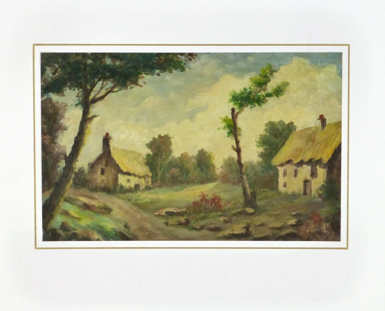 French Country Landscape - Brown Landscape Painting by Unknown