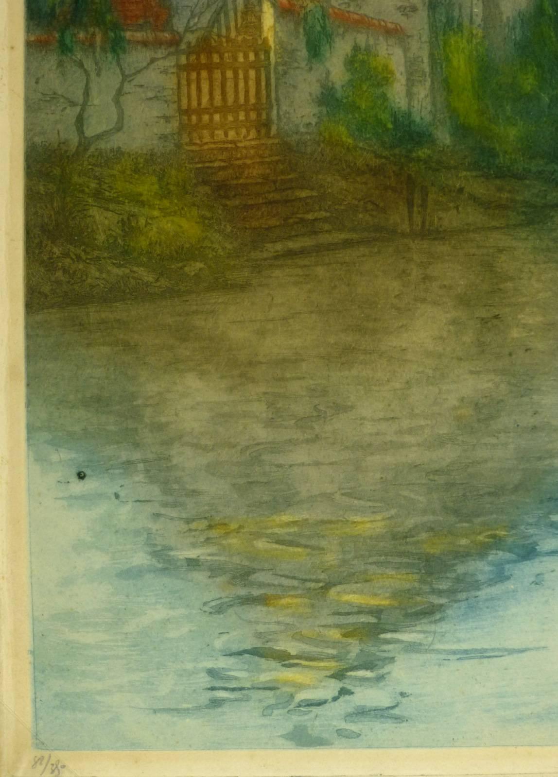 Stone Bridge over River - Painting by Unknown