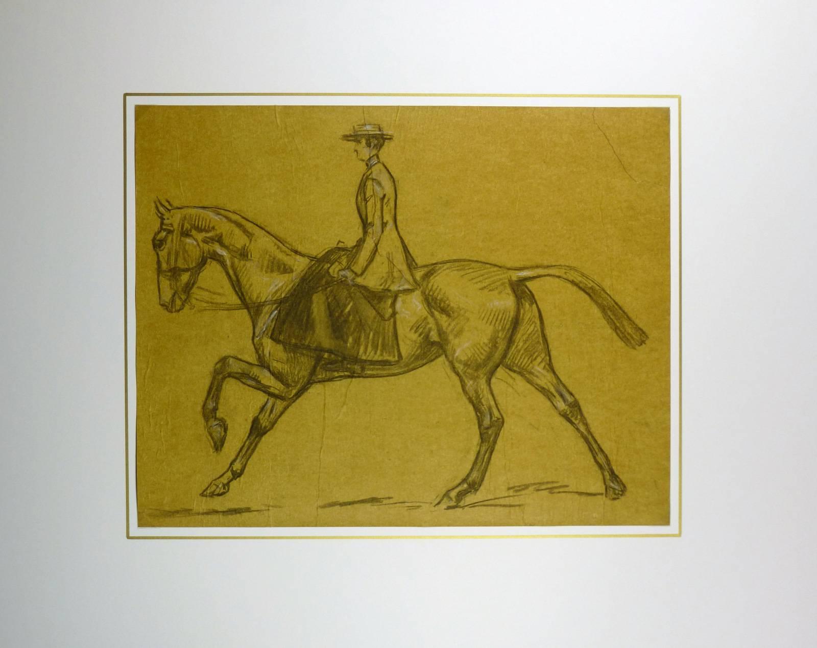 Female on Horseback - Art by J. Marchand