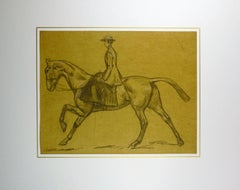 Weiblicher weiblicher Akt auf Pferd