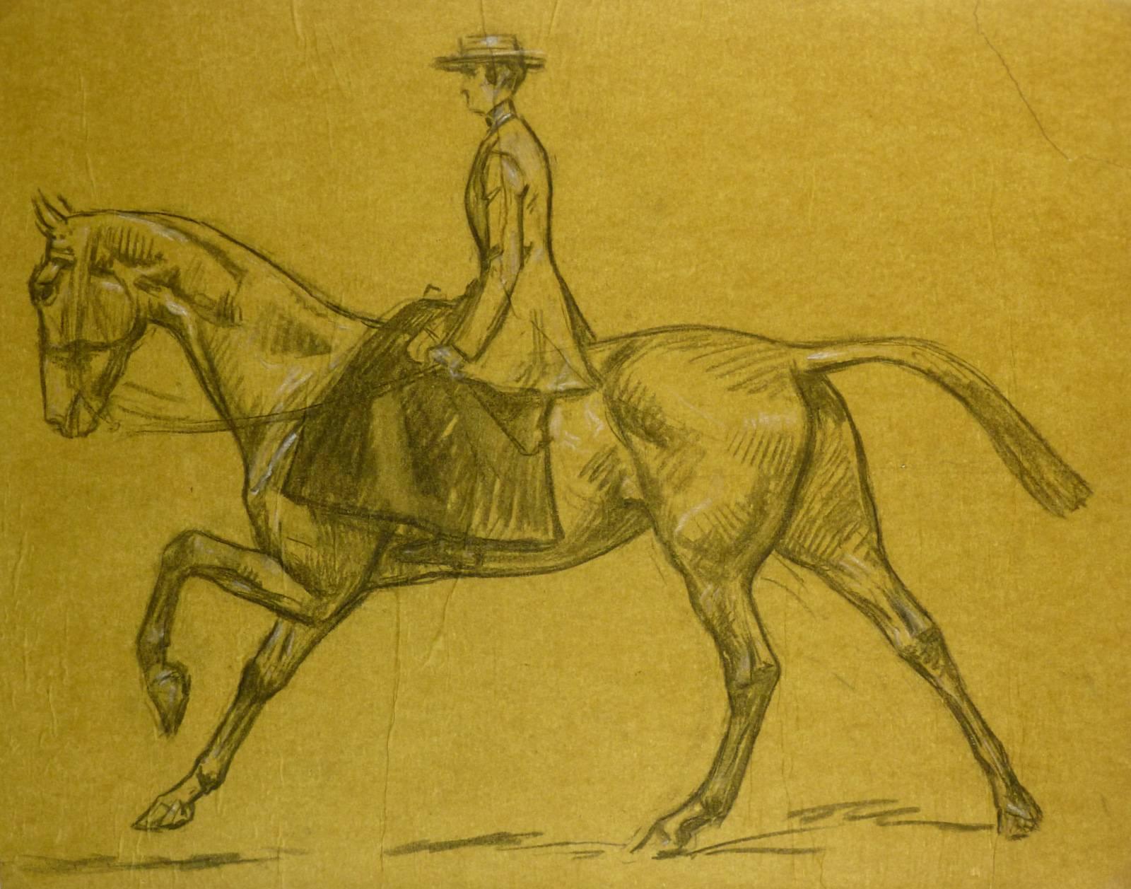 J. Marchand Figurative Art - Female on Horseback