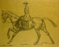 Femme à cheval à l'arrière