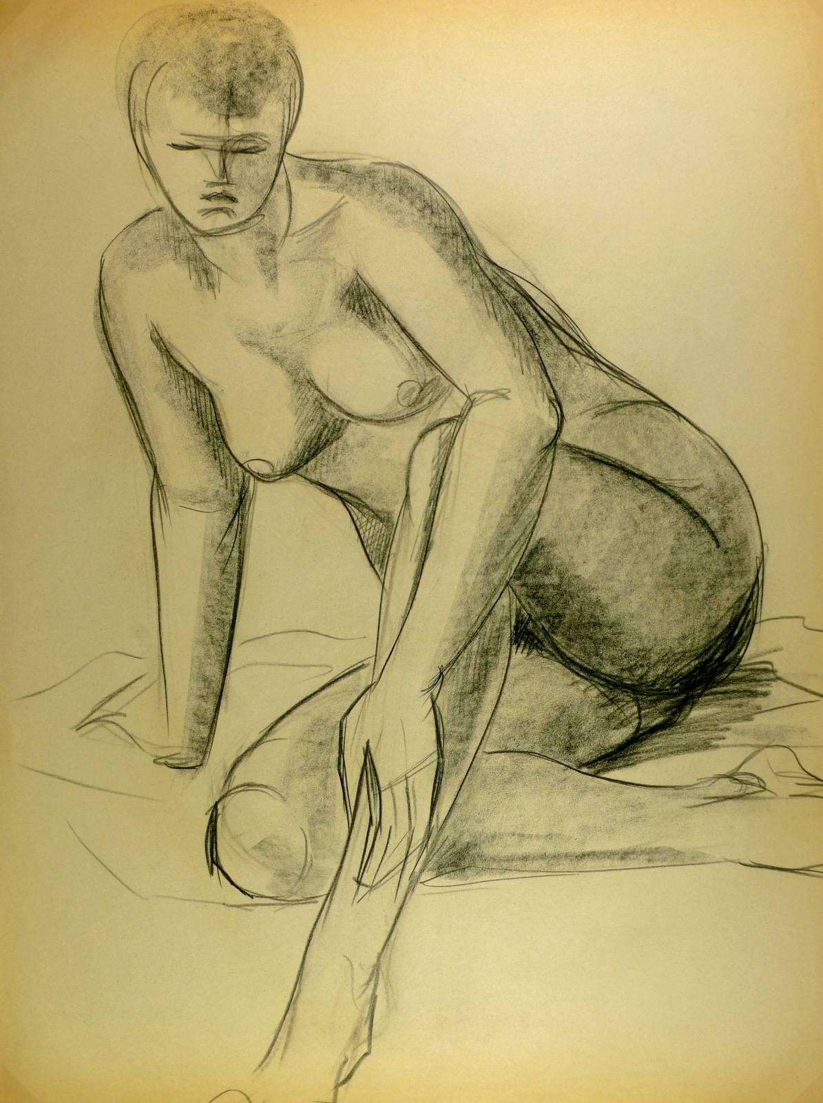 A. Delamaire Nude – Sitzender Akt aus Akt