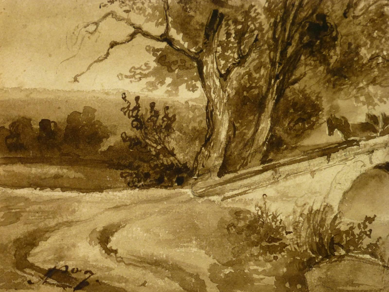 Stone Bridge Ink Wash - Art by Unknown