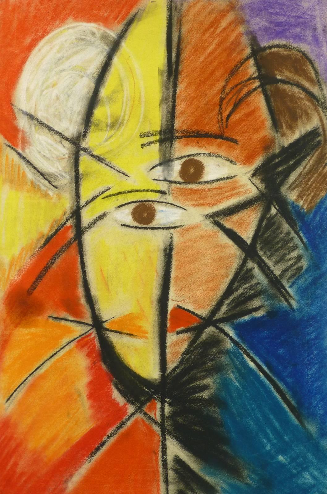 Unknown Figurative Painting - Cubist Face