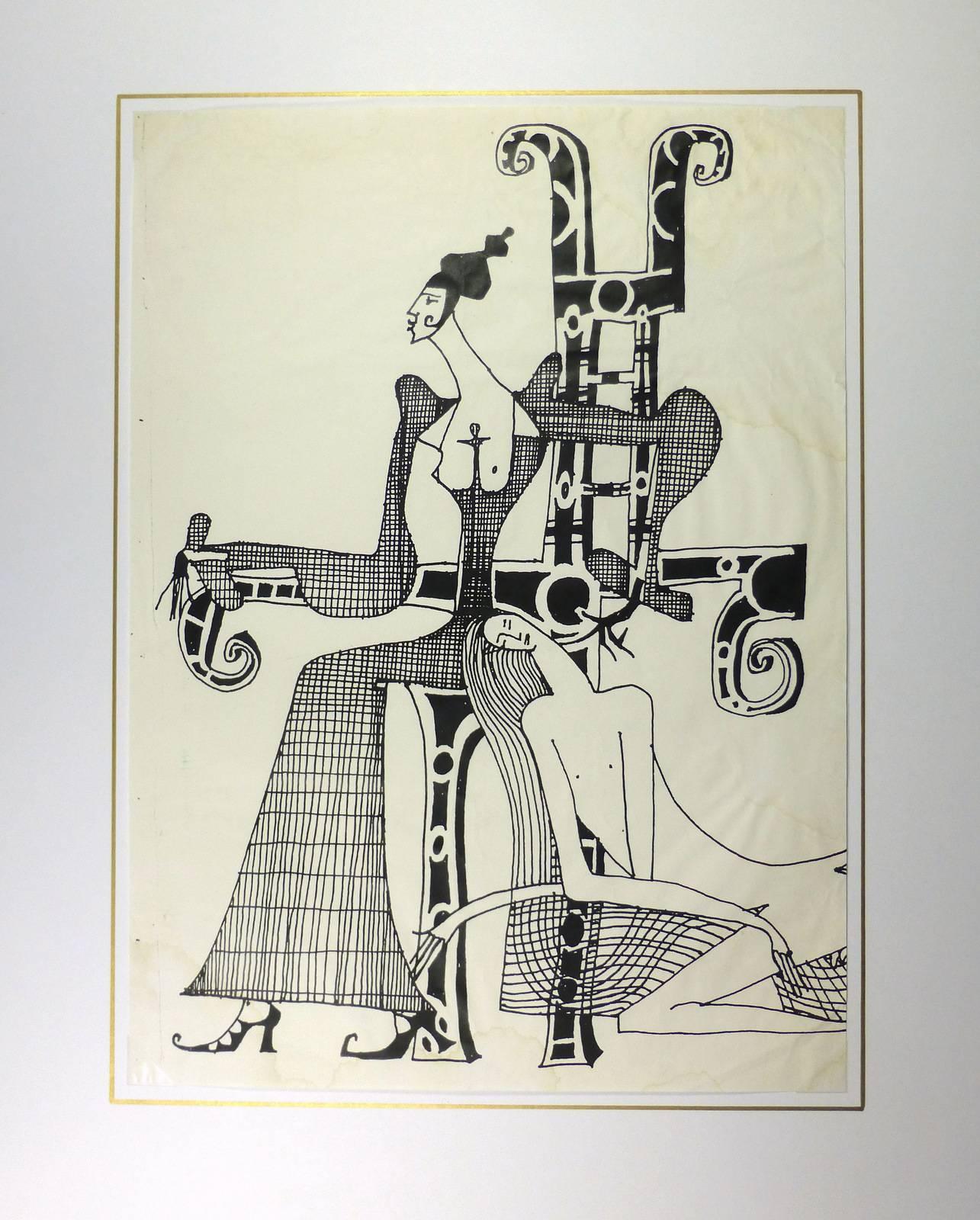 Modern Figures Lithograph - Beige Figurative Print by Unknown