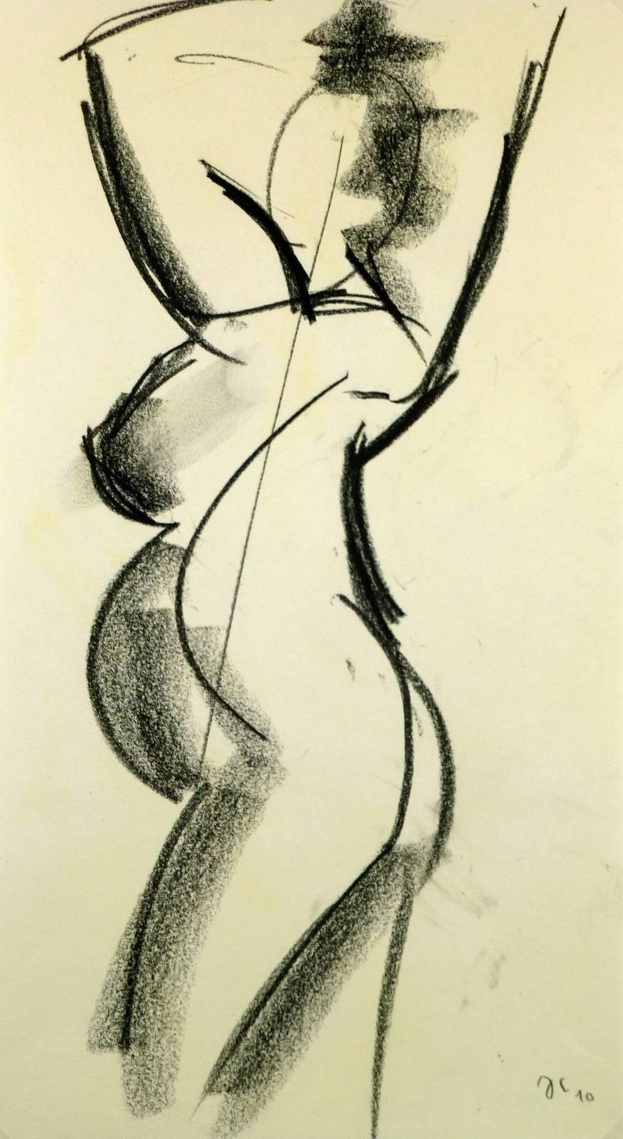 Früher weiblicher anthrazitfarbener Nude – Art von Unknown