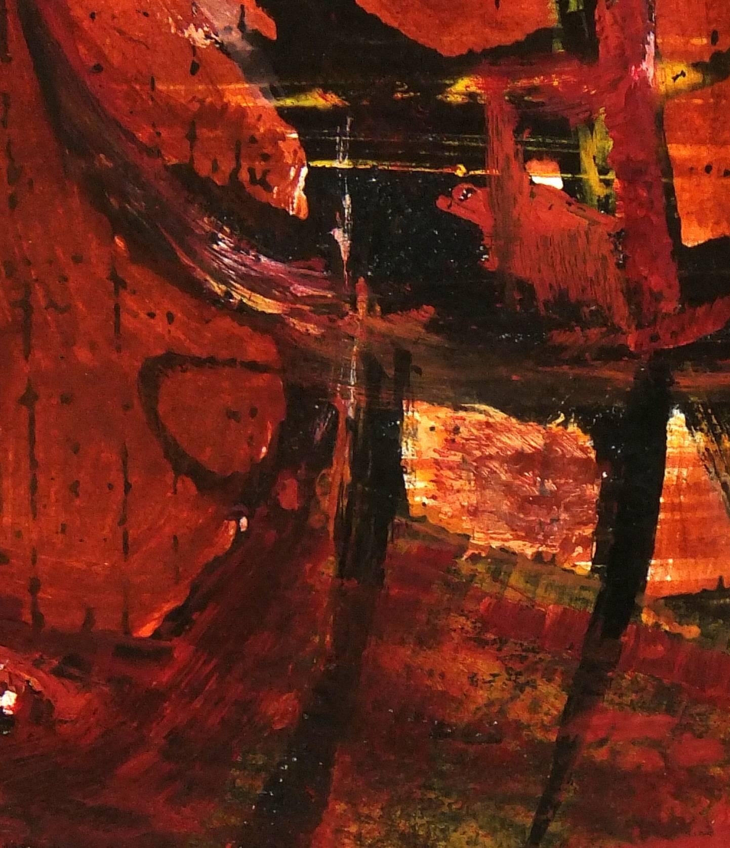 Vibrant Red and Orange Modern Abstract - Painting by C. Heino