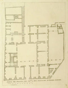 Antique Architectural Floorplan of Palace of Grand Duke of Tuscany