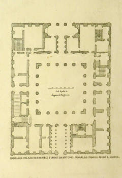 Antique Floor Plan of Farnese Palace Italy