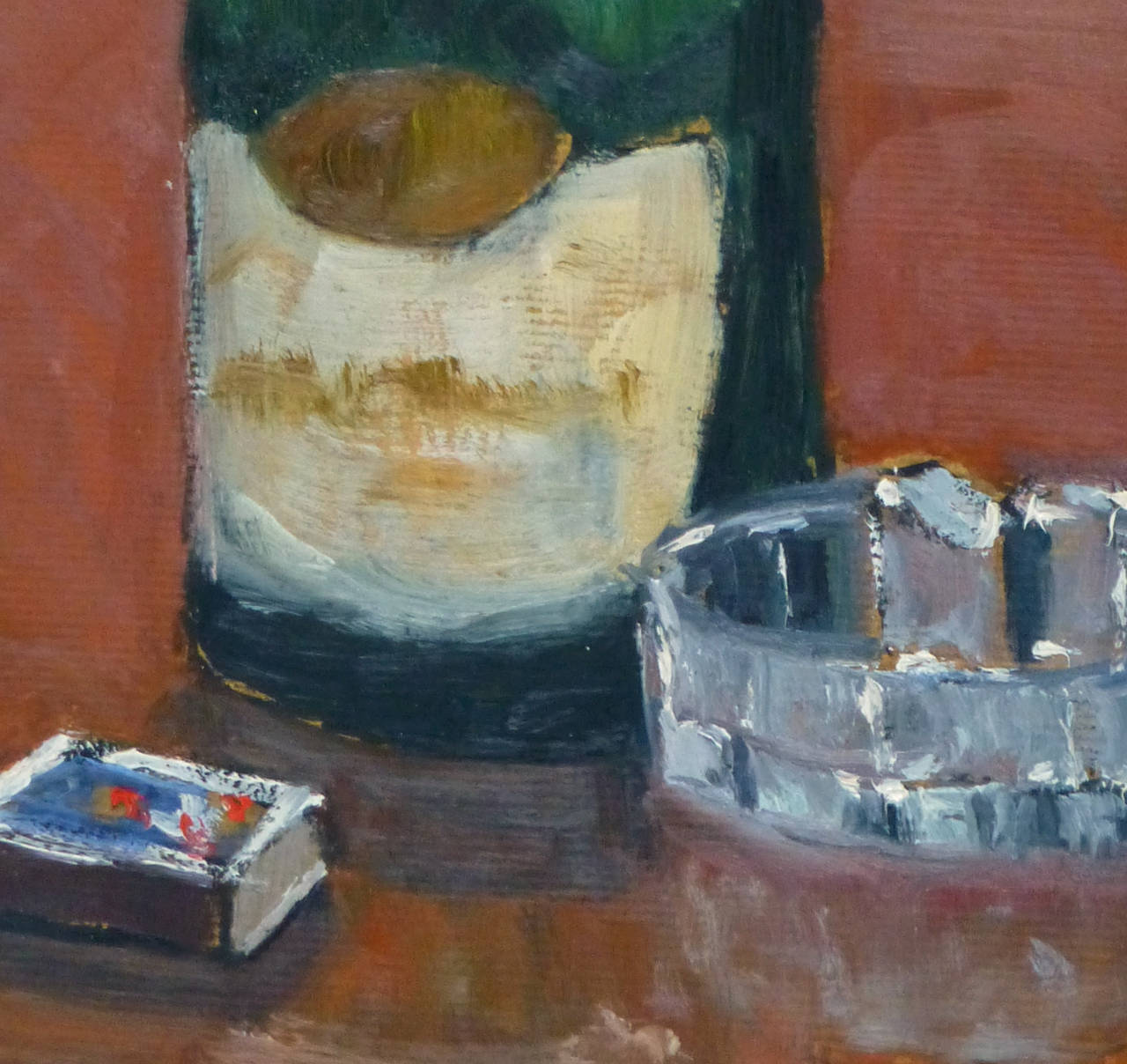 Vintage French Oil Wine Still-Life Painting