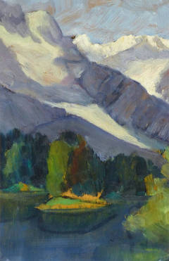 R. Bailly - Vintage French Oil Landscape - Great Peaks Vintage French Oil Landscape - Great Peaks