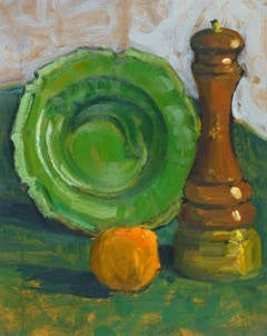 Retro French Oil Painting -  Pepper & Plate