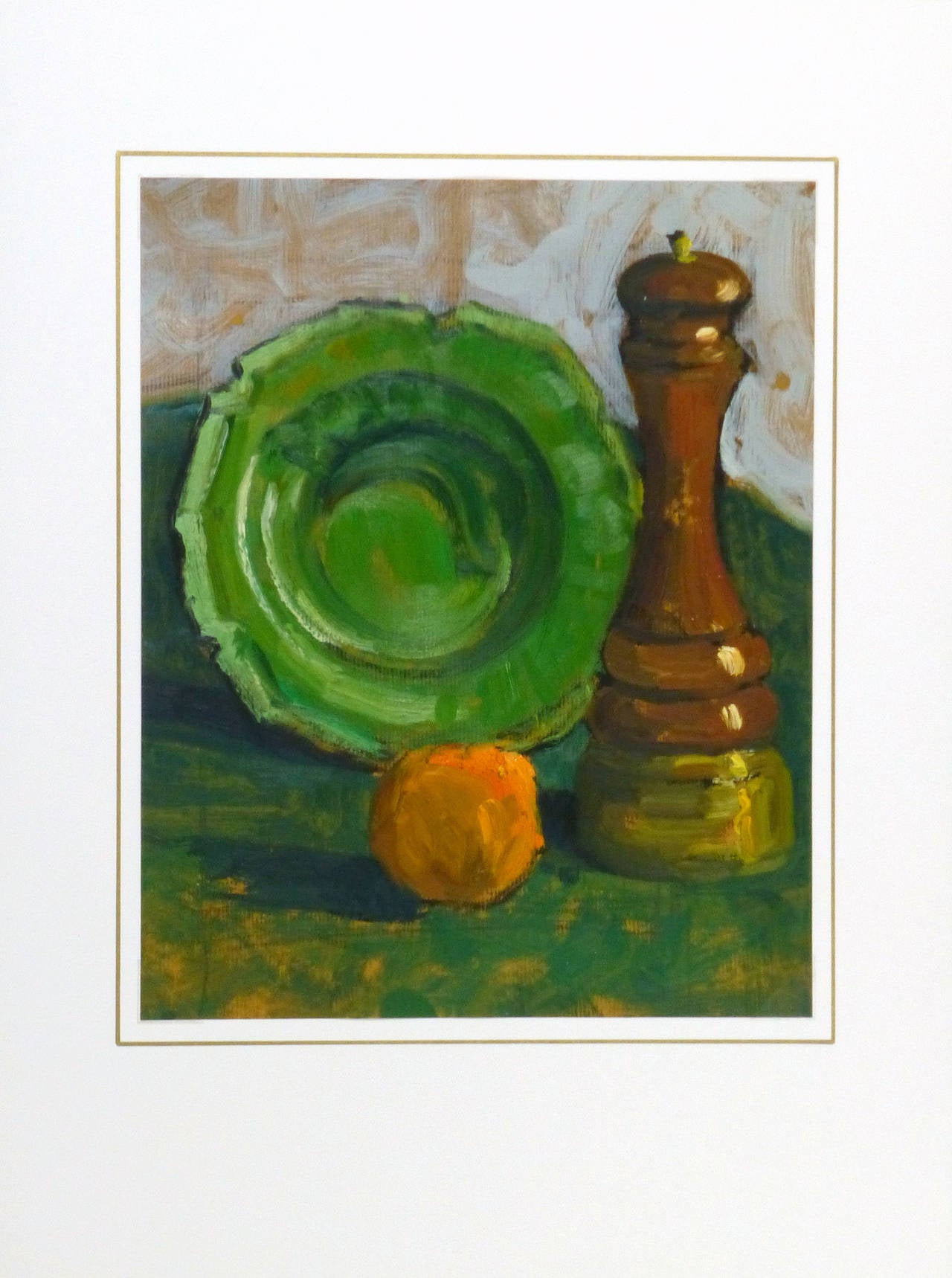 Vintage French Oil Painting -  Pepper & Plate 2