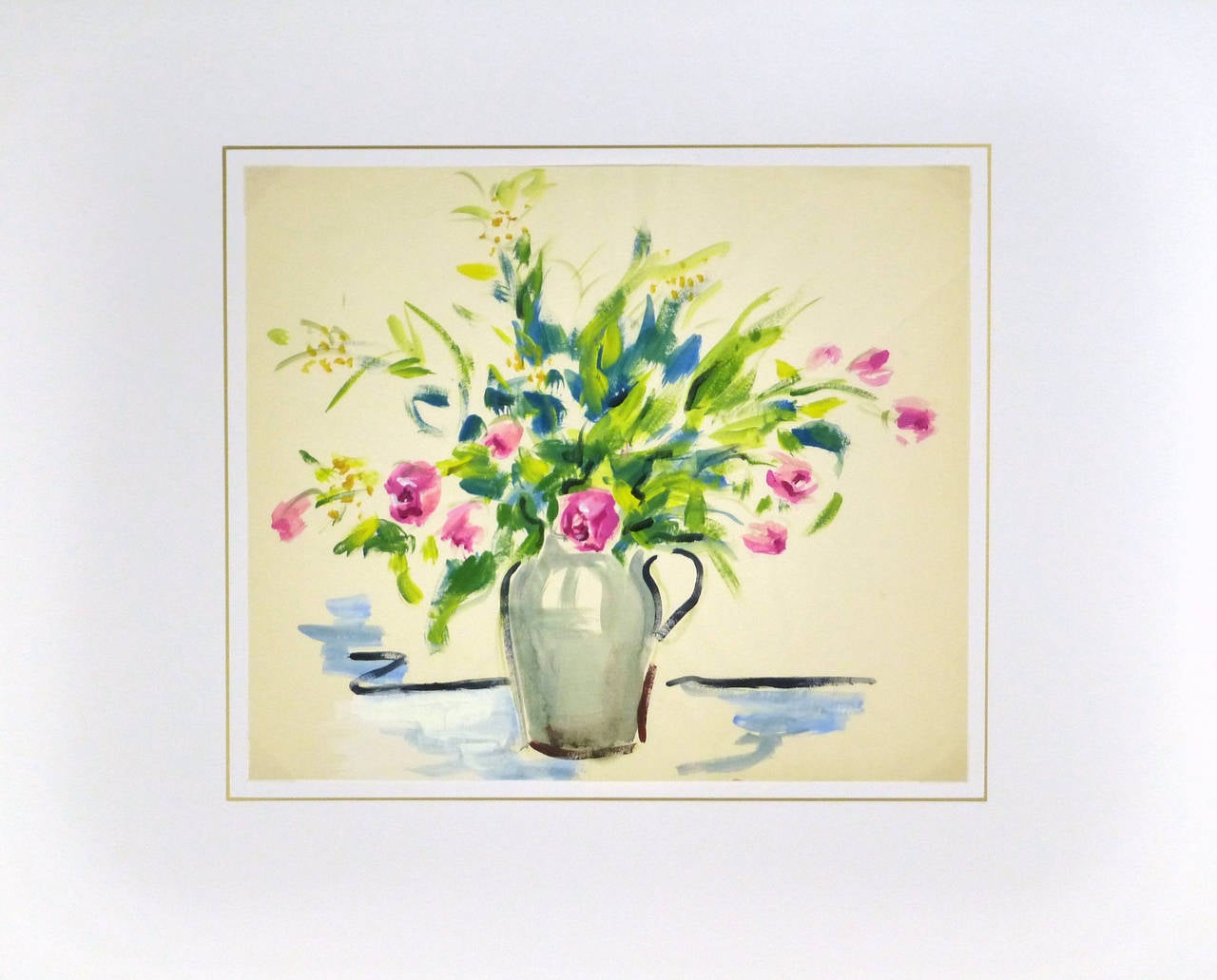 Vintage French Acrylic Still-Life - Bouquet 1