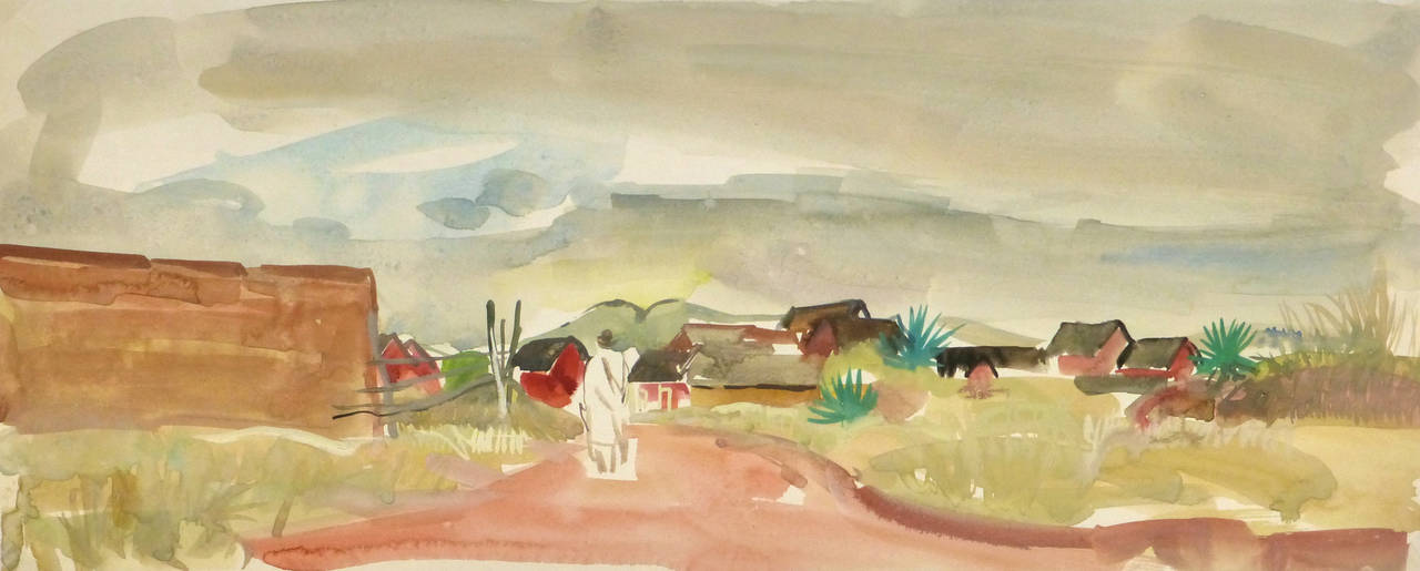 Stephane Magnard Landscape Art - Vintage French Watercolor Landscape - Madagascar Africa