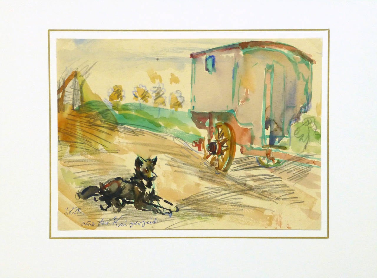 Vintage Watercolor Landscape - Gypsy Dog 2