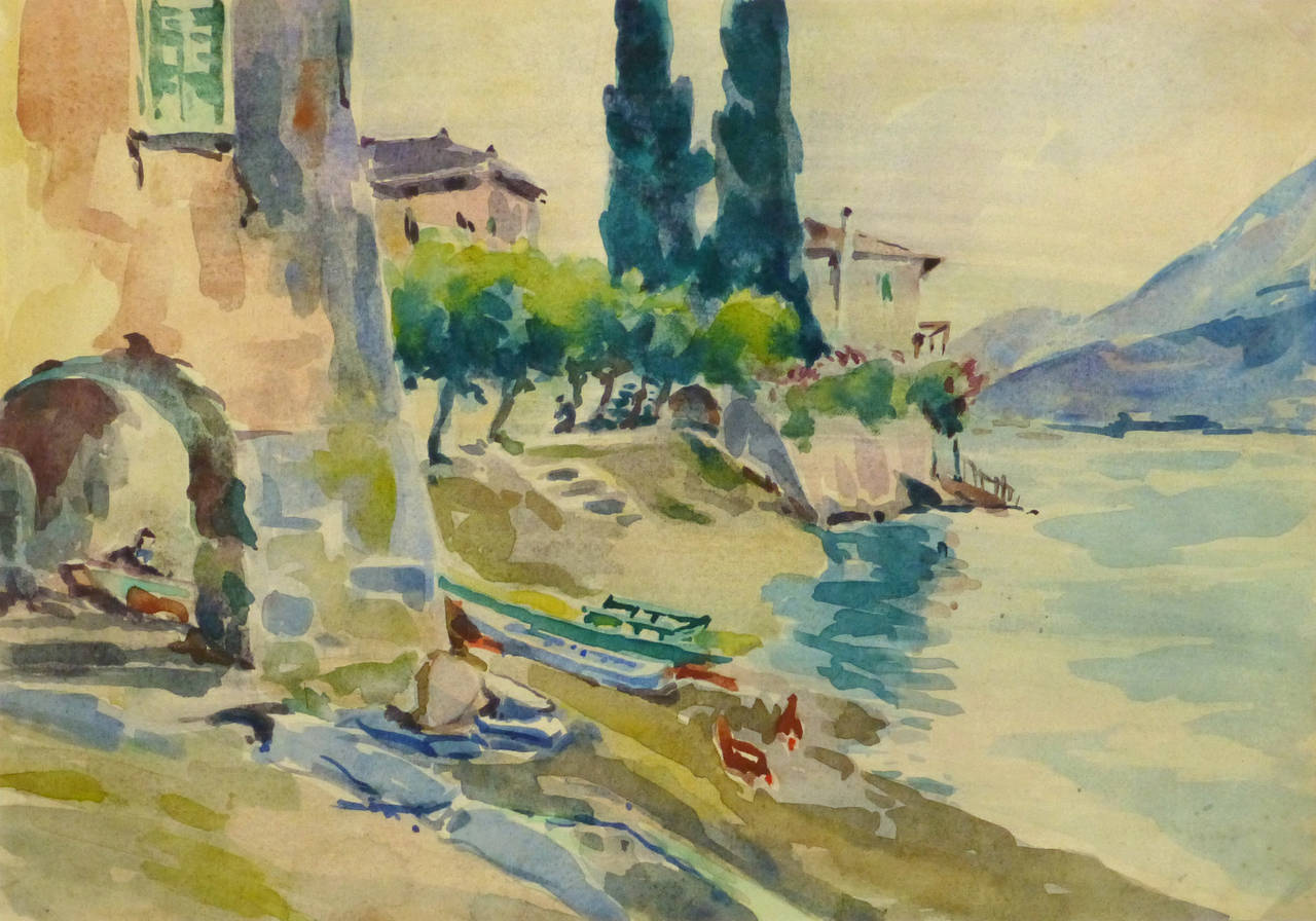 Roger Tochon Landscape Art - Vintage French Landscape - The Water's Edge