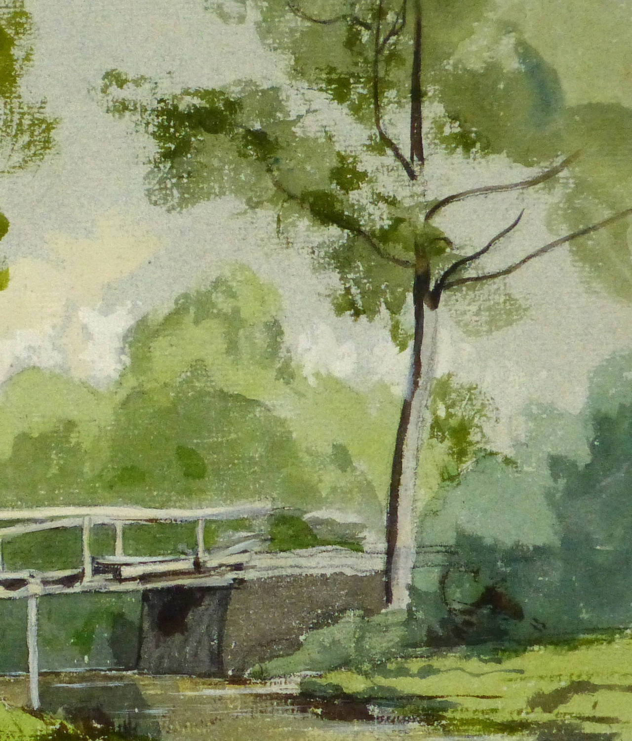 Vintage French Landscape - Brown Landscape Painting by Unknown