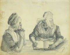 Vintage French Pencil Drawing -  Storytime