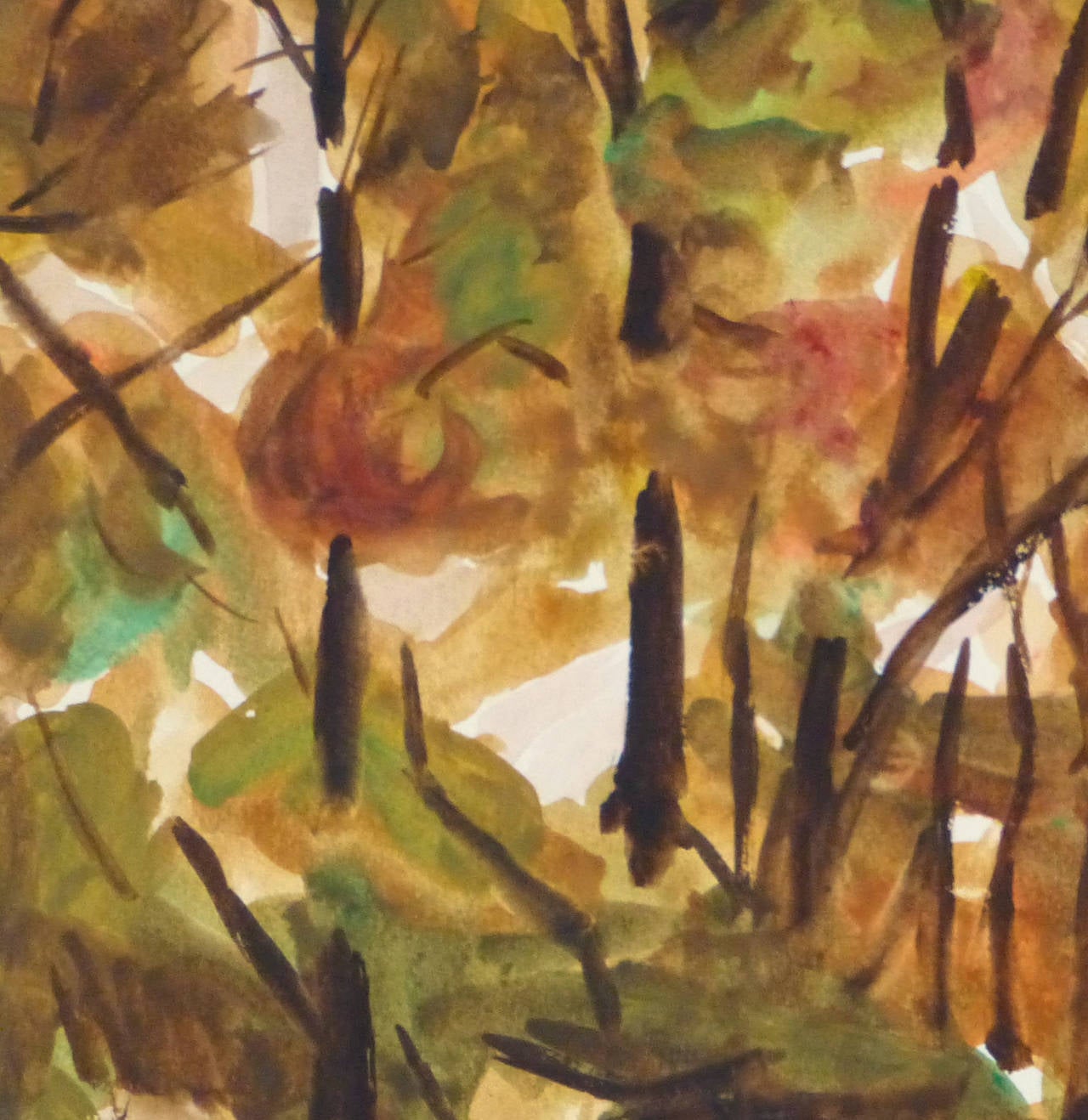 French Watercolor Forest Landscape - Art by M. Guillaumey