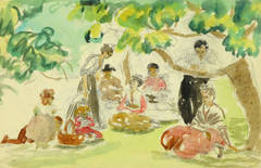Vintage French Watercolor - Garden Party