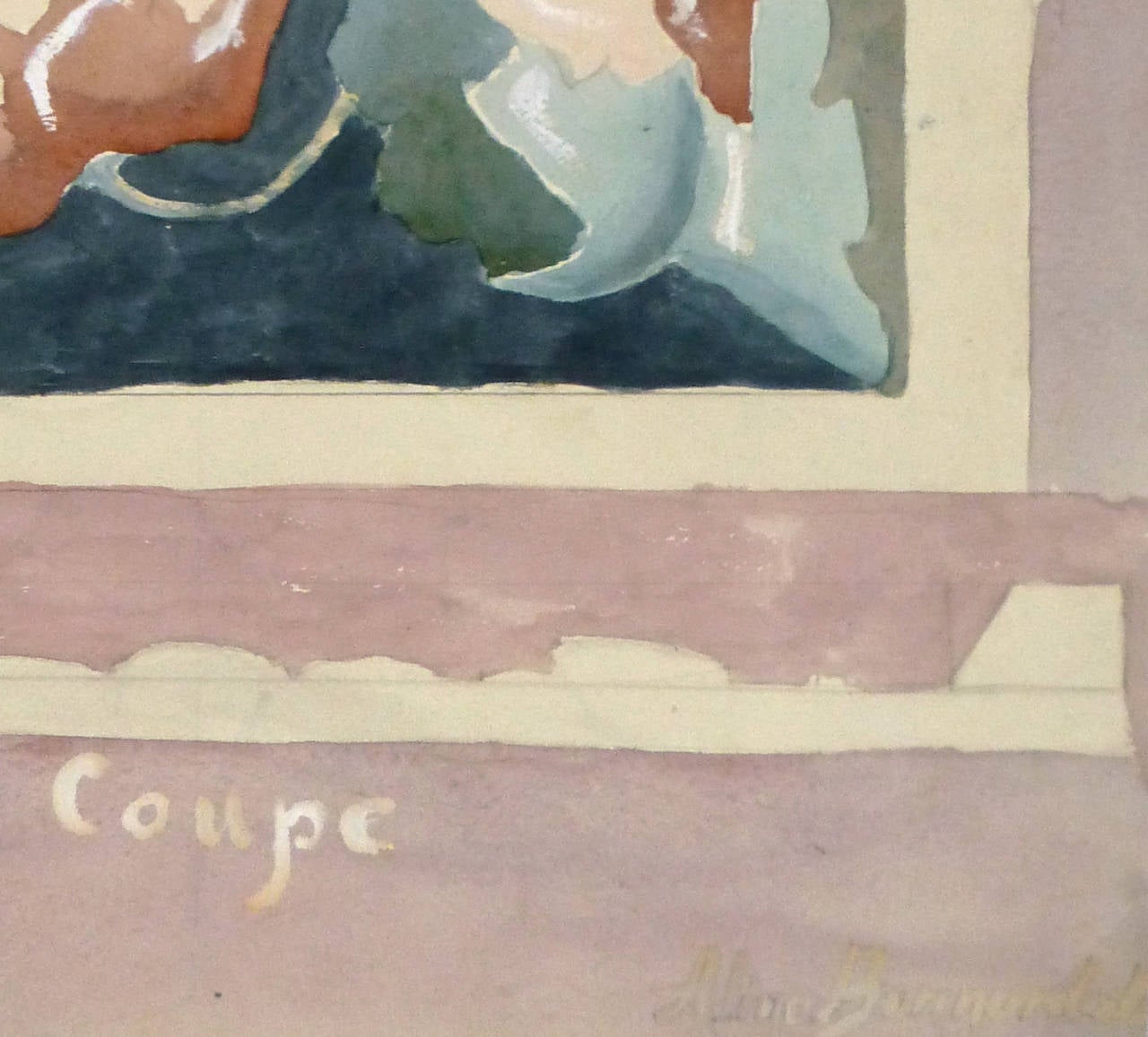 Vintage French Watercolor- Decorative Flourish - Art by Alice Bonnardet