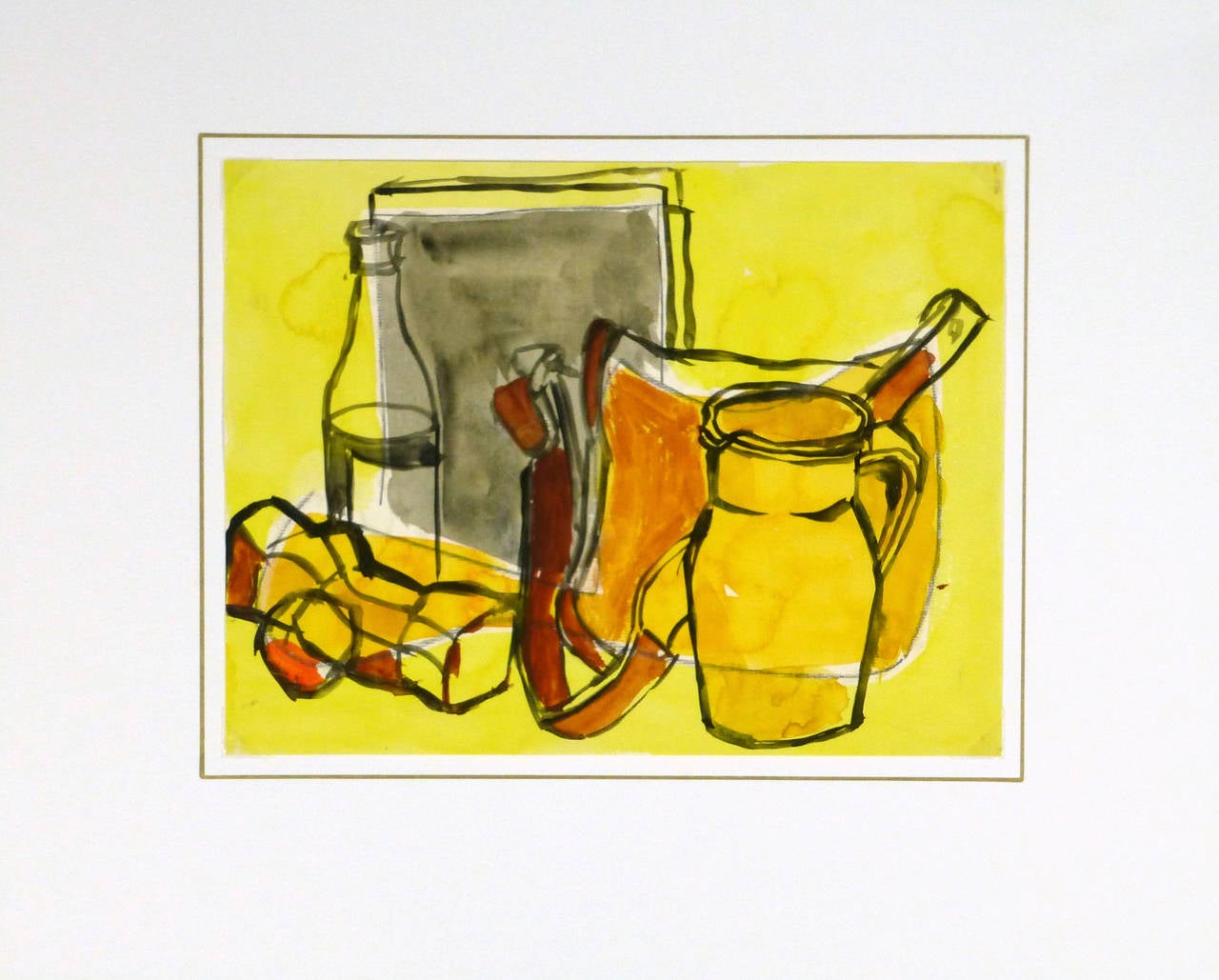 French Watercolor - Still Life in Yellow 1