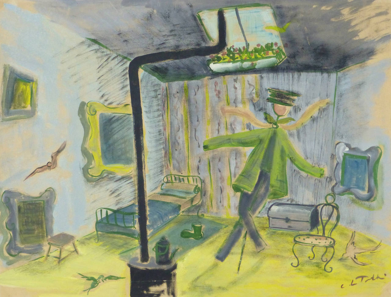 Guazzo francese d'epoca - Room of Whimsy