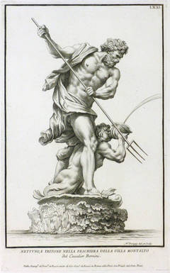 Antique Copper Engraving - Neptune