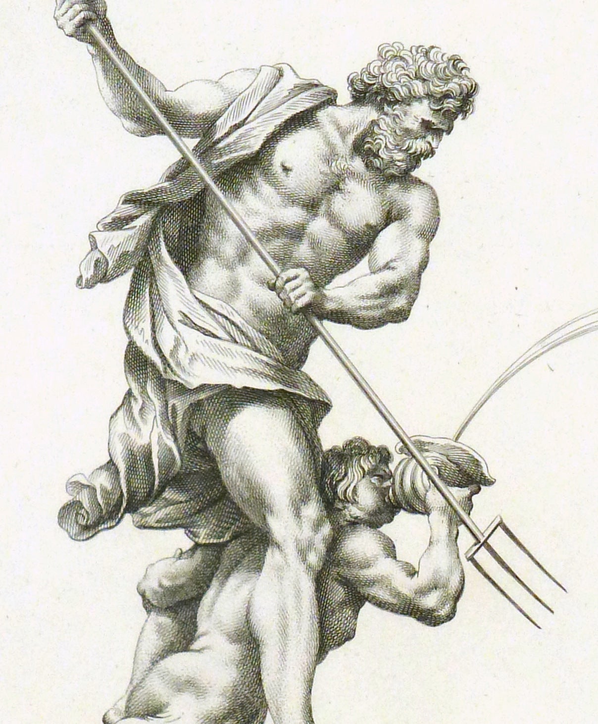 Antique Copper Engraving - Neptune - Print by Nicolas Dorigny