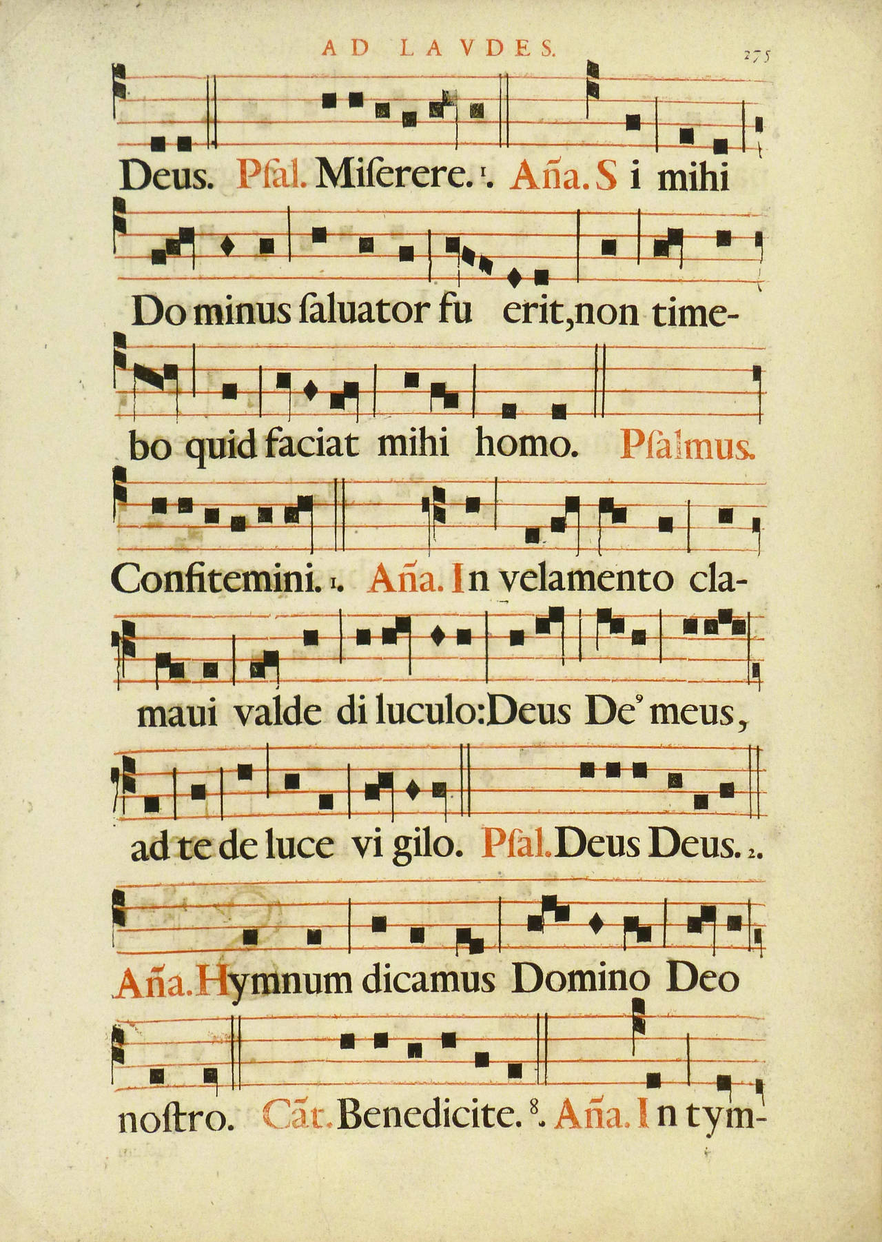 Set of four antique music sheets from a Roman Antiphonary, circa 1700. 

Original artwork on paper displayed on a white mat with a gold border. Mat fits a standard-size frame. Archival plastic sleeve and Certificate of Authenticity included.