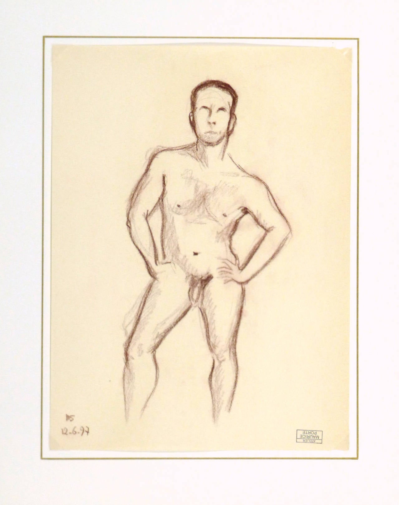 French Charcoal Sketch - Nude Male 2