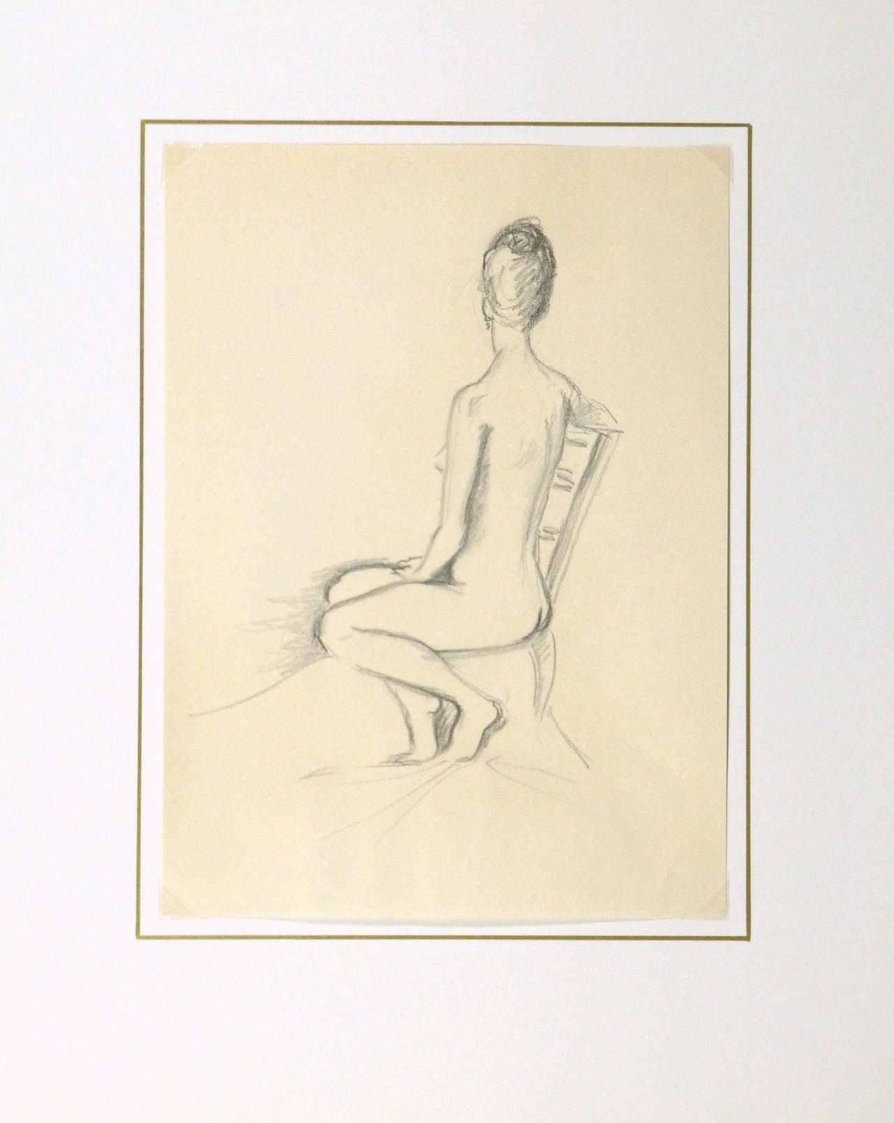 French Pencil Sketch - Sitting Nude Female 2