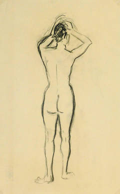 French Charcoal Sketch - Nude Female Standing