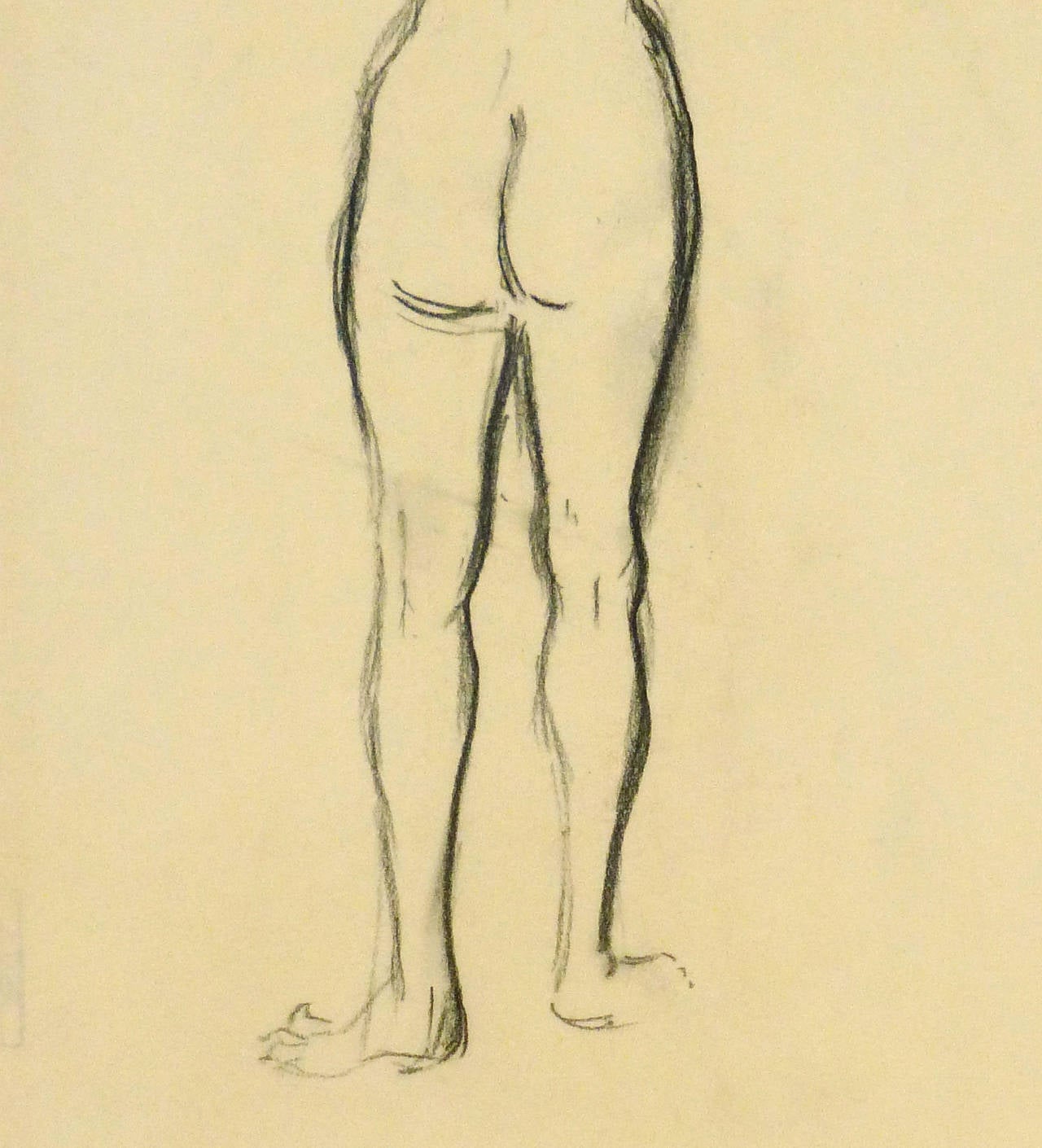 French Charcoal Sketch - Nude Female Standing 1