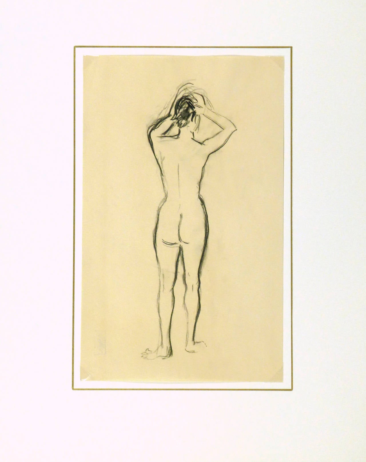 French Charcoal Sketch - Nude Female Standing 2