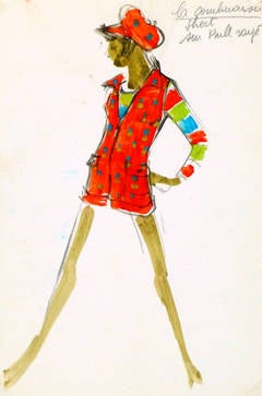 Vintage Balmain Fashion Sketch