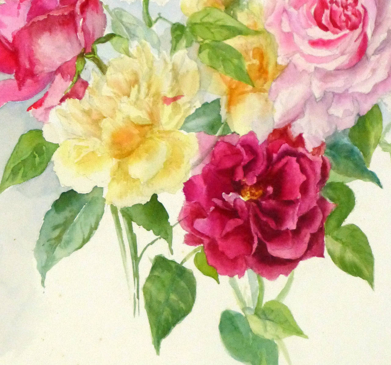 Unknown - Vintage French Watercolor - A Delicate Arrangement For Sale ...