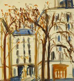 Vintage French Paris Landscape Painting - Autumn Streets
